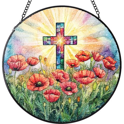 Attrape-soleil rond vitrail – Suspension décorative intérieure, cadeau femme homme maman papa, Diamètre : 9 cm (1/4)
