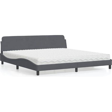 Cama con colchón Dover terciopelo gris oscuro 200x200 cm (1/5)