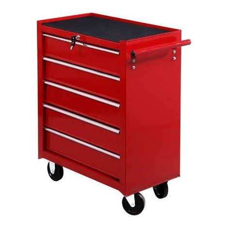 Carrello da Lavoro Cassettiera Porta Utensili Rosso 67.5x33x77 cm (1/5)