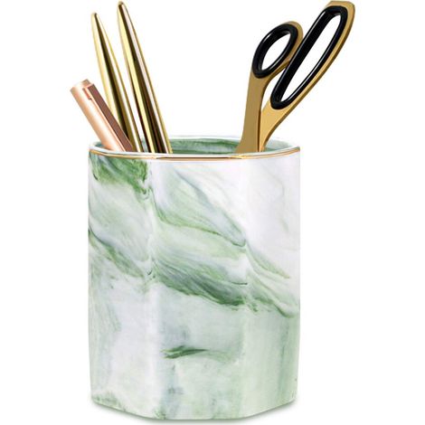 Exquisites Marmormuster-Design, tragbarer Schreibtisch-Organizer, langlebiger Stiftehalter aus Keramik, perfekter Make-up-Pinsel-Organizer, ein Schreibwarengeschenk für Mädchen (1 Stück).