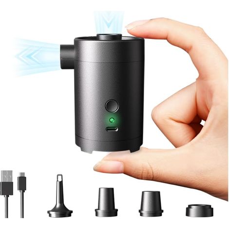 Mini pompe à air électrique portable utilisée pour gonfler et dégonfler les sacs de rangement sous vide pour matelas pneumatiques, canapés et bouées. (1/5)