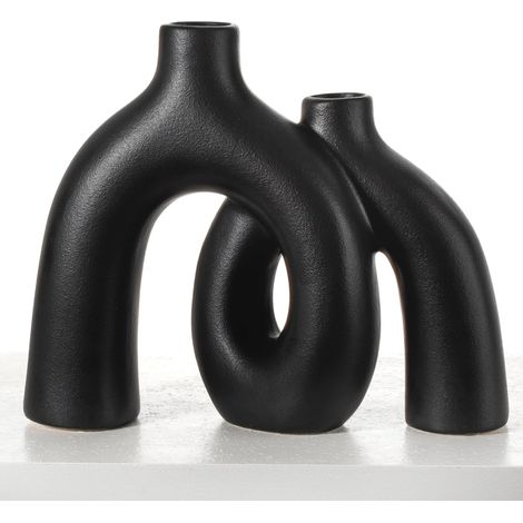 Ensemble de vases modernes de style nordique boho, élégante décoration de maison en céramique noire mate pour salon, bibliothèque décorations (1/5)