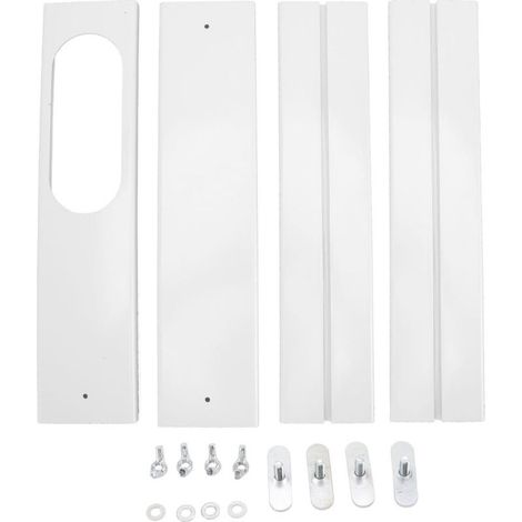 Plaques d'Étanchéité Fenêtre pour Climatiseur Portable, Kit Ventilation PVC Réglable, Calfeutrage Porte Fenetre Climatiseur, Installation Verticale/Horizontale, Joint de Fenêtre Coulissant (1/5)