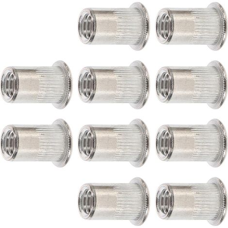 Écrous à Riveter en Acier Inoxydable M6 Lot de 10 Pièces, Tête Plate, Insertion Facile, Rivetage Solide pour Usage Industriel (1/5)