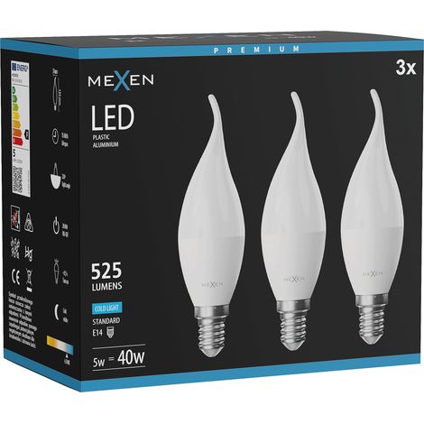 Mexen Nova 3x Ampoule LED flamme E14, C37, 5W, Froid - 6500K, 525 lm - L106-E14-0565-01x03 (1/5)