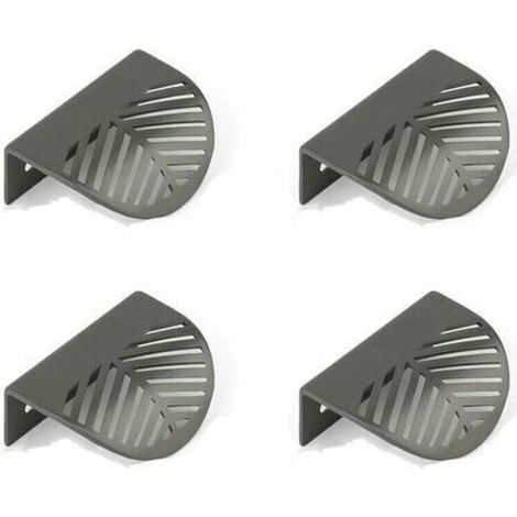 Set mit 4 schwarzen Messing-Blattgriffen für Schränke, Küchenmöbel, Schubladen, bohrfrei, Zinklegierung, gebürstetes Kupfer (1/5)