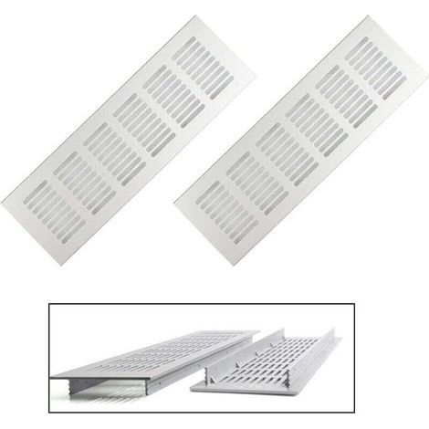 Griglie di ventilazione, 2 pezzi, griglie di ventilazione rettangolari, griglie di ventilazione in alluminio, griglie di ventilazione esterne 80x250 mm, griglie di ventilazione per armadio bianche (1/4)