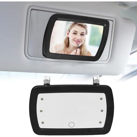 Miroir de maquillage pour pare-soleil de voiture à 6 LED avec interrupteur tactile, miroir intérieur très transparent HD universel 170 x 110 mm, sans batterie (1/3)