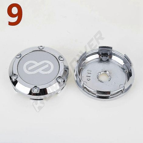 cache-moyeux sport Enkei avec logo, autocollant, argentés et noirs, 66 mm de diamètre extérieur / 62 mm de diamètre intérieur, lot de 9 (1/5)