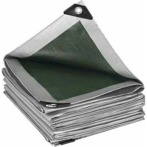 Telo protettivo in PE per piscine, 3x3 m, 280 g/m2, impermeabile e resistente agli strappi, grigio/verde. (1/4)