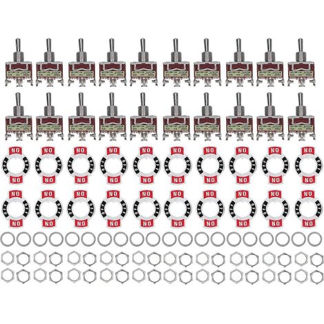 Lot de 20 interrupteurs à bascule, autobloquants, tripolaires, 3 positions, 250 V CA (1/4)