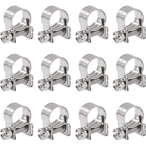 Mini Adjustable Stainless Steel Hose Clamps 10-12mm Fuel Injection Hose Clips Tube Hose Clips Clamp Set (1/5)
