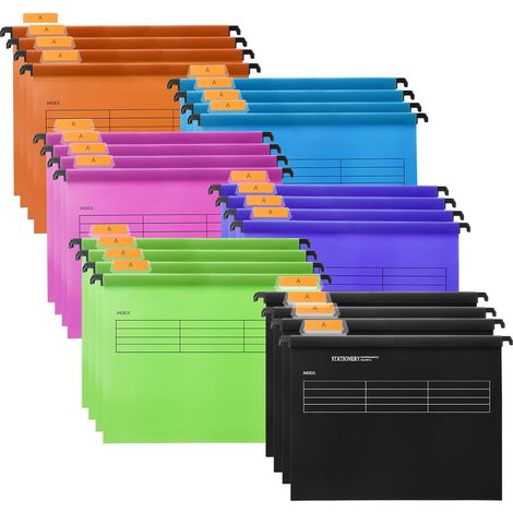 Lot de 24 dossiers suspendus A4 pour tiroir en PP, 6 couleurs (1/5)
