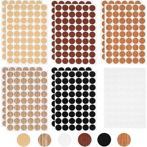 918 Pcs Cache Vis Auto-adhésifs, Couvre Vis Autocollants pour Trous de Vis, Capuchons Adhésifs Ø21 mm, Autocollants de Couverture Meubles pour Vis Porte Armoire Meubles (1/5)