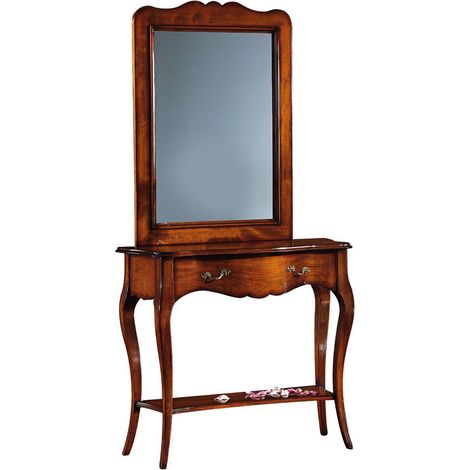Consolle classica da ingresso in legno con cassetto Noce Bassano