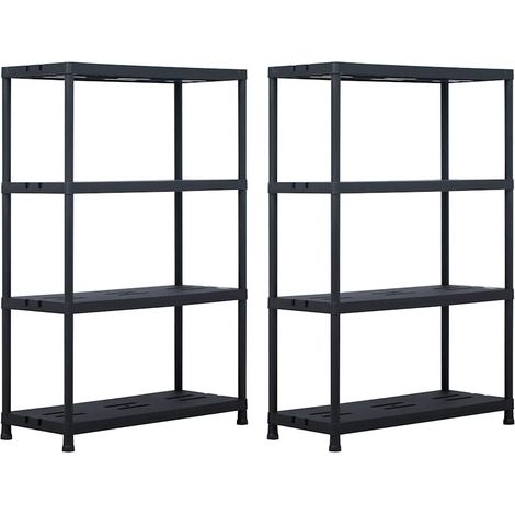 vidaXL Estantería de plástico 2 unidades 220 kg 90x40x138 cm negro (1/5)