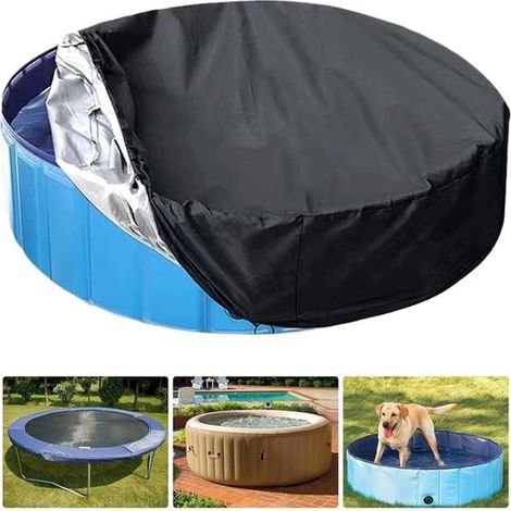 Telo di copertura per piscina, rotondo, con coulisse, in tessuto Oxford impermeabile, 19019030 cm, protegge da foglie e polvere, ideale anche per chi ha animali domestici. Colore nero. (1/5)
