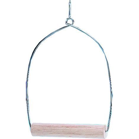 1 Balançoire En Bois 10x22cm Crochet Métallique Perchoir Pour Cage Oiseau Taille M (1/2)