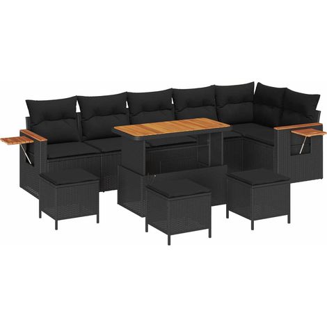 Maison Exclusive - Gartensofa-set mit Kissen 12 pcs Schwarz Poly-