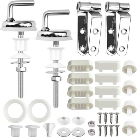 35 Pièces Kit Fixation Abattant WC Inclut 23 Charniere Abattant WC Inox 12 Coussinets Amortisseurs de Siège Convient à Multiples Scénarios Installation Simple Ajustement Fiable (1/5)