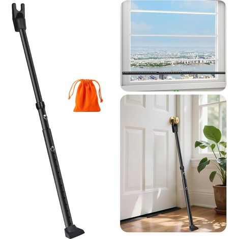 Door Security Bar, Adjustable from 59-123 cm, Security Window Bar, Anti-Burglar Bar, Windows or Sliding Doors for Apartments, Hotel Rooms and Homes, Black (1/5)