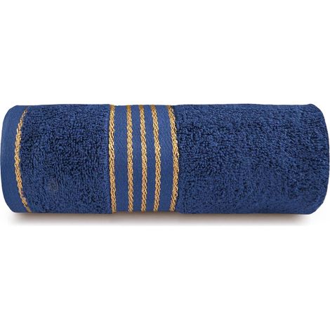 Toalla de algodón FROTTE de 70x140 cm para baño, lisa TIWANO, azul marino (1/5)