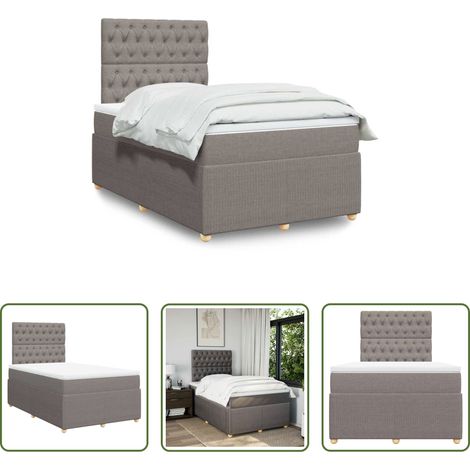 vidaXL Cama box spring con colchón tela gris taupe 120x190 cm (1/5)