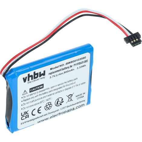 vhbw Akku kompatibel mit TomTom XXL 550M, 550T, 540T, 540TM, 550, 550TM, 540, 540S, 540M GPS Navigation Navi (900 mAh, 3,7 V, Li-Ion)