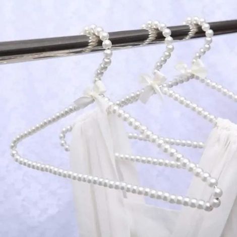 Elkuaie Cintres - Perlen - Rainures d'épaule antidérapantes 40 cm - 3 pièces - Blanc (1/4)