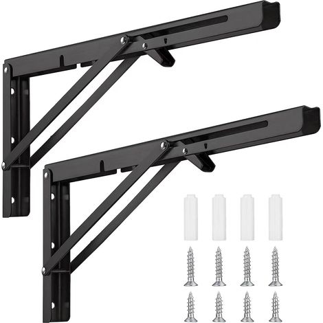 CCYKXA 400mm Folding Shelf Bracket, 2-Piece Folding Shelf Support, Heavy Duty Metal Wall-Mounted Folding Brackets, Space Saving (1/5)