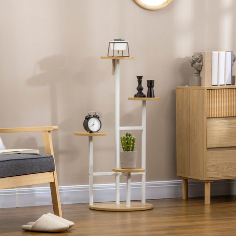 Étagère en pot 40x40x95,5 cm naturel de 4 niveaux pour plantes en intérieur et en extérieur (1/4)