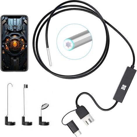 Camera Endoscopique, HD 1080p avec 6 LED et IP67 Endoscope Camera et Camera Inspection pour Smartphone Android Longueur 1m Flexible pour Canalisation et Usage Industriel (1/5)
