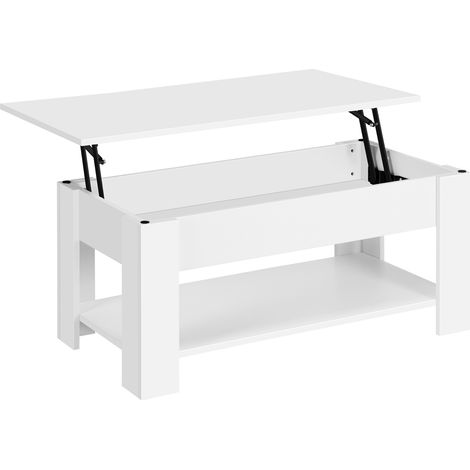 Yaheetech – Table basse relevable moderne avec compartiment caché – Dimensions 98 x 50 x 42 cm – MDF et mécanisme métallique – Charge max 68 kg