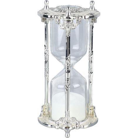 Sablier Antique 15 Minutes en Métal Élégant - Décoration de Mariage, Bureau ou Maison - Moderne et Blanc (1/5)