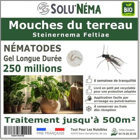 Nématodes SF contre la Mouche du Terreau - 250 millions Steinernema Feltiae - Traitement pour 500 m²