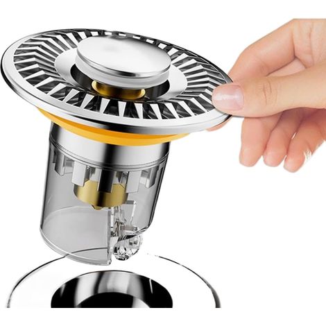Bouchon de lavabo Filtre à cheveux anti-obstruction de rechange pour bonde Crépine de lavabo Bonde relevable et rotative anti-obstruction pour à poser et bassin design (1/5)
