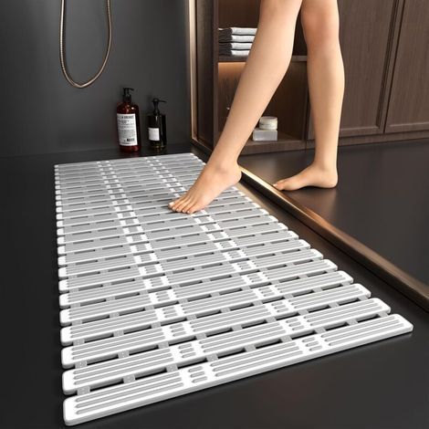 Große, rutschfeste und schimmelresistente Duschmatte – 90 x 40 cm – Lange, rutschfeste TPE-Badematte für die Dusche, mit Saugnäpfen, aus Gummi, zuschneidbar (1/4)