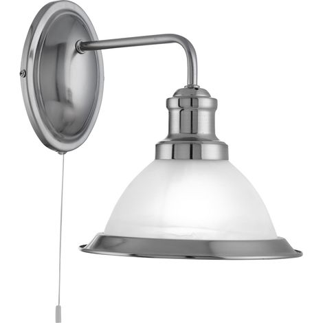 Wandlampe mit Schalter H: 25 cm Metall Glas E27 in Silber Weiß Jugendstil Wandleuchte