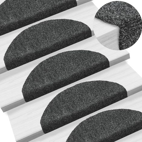 Stair Mats Self-adhesive 10 pcs 65x21x4 cm Dark Grey Half Round Large vidaXL