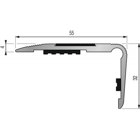 Nez de marche en aluminium 3m – Largeur 55mm – Jupe 32mm – Bande antidérapante Carbo anthracite – Pour zones à forte fréquentation (1/5)