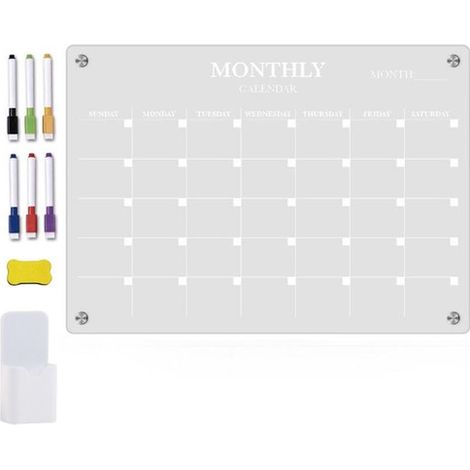 Calendario magnético transparente para nevera + accesorios, Calendarios magnéticos semanales y mensuales, pizarra magnética, A3-4229cm (1/5)