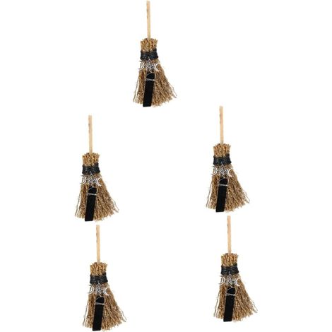 5pièces Pendentif Balai Miniature pour Décoration De Voiture Et Paysage Charm Wiccan Élégant pour Halloween Et Accessoire De Mode (1/5)