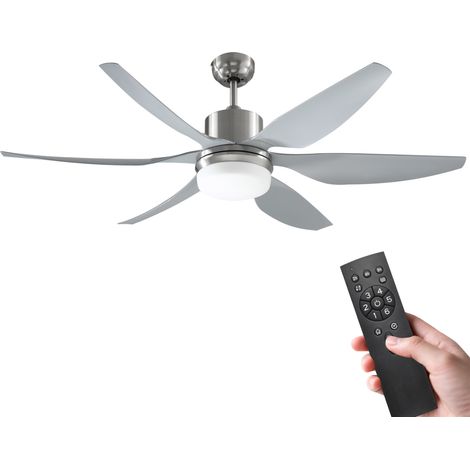 Reversible Ceiling Fan with Light, 6 Blades Indoor Modern Mount LED Lighting Fan with Remote Controller, for Bedroom, Living Room, Silver
