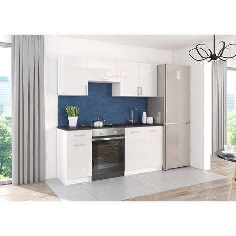 Moderne Küchenzeile LECO 180 cm in weiß Hochglanz – funktionales Design für jede Küche (1/3)