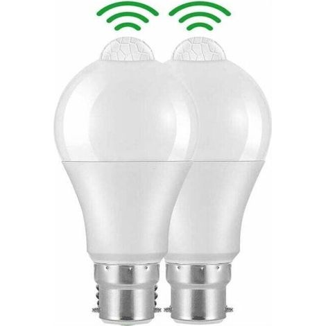 B22 Bayonet LED Motion Sensor Bulb, 12W, 1020lm, Cool White 6000K, CIR 85, IP42 Waterproof Energy Saving, Non-Dimmable MUMU (1/4)