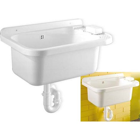 Lavabo de pared de resina para interiores/exteriores 50x32 cm (1/2)