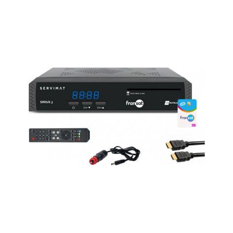 Pack SERVIMAT Récepteur TV satellite HD + carte Fransat PC7 + Câble HDMI + Câble 12V (1/3)
