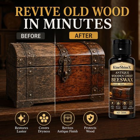 KineShineX Antik-Holzbox-Bienenwachs Vintage-Holzpflege- und Polierwachs hellt die Holzmaserung auf und verbessert die Trockenheit (1/4)