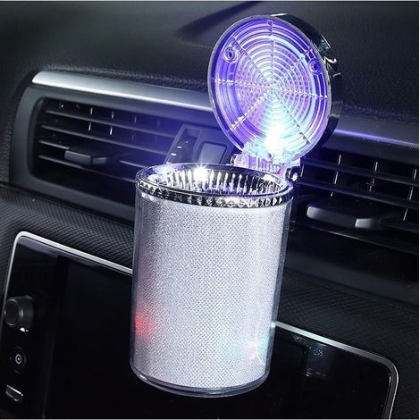 Autoaschenbecher – Hängemodell – Autoaschenbecher mit Deckel – Autoaschenbecher mit LED-Beleuchtung – Universeller rauchfreier Autoaschenbecher – Leuchtet im Dunkeln (1/2)