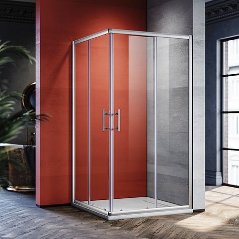 SONNI Duschkabine 195cm Höhe Duschabtrennung Eckeinstieg Dusche Schiebetür Echtglas Schnellfreigabefunktion 90x90x195cm (1/5)